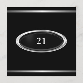 エレガントで黒い銀のストライプの第21誕生日の男性 招待状