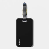 エレガントで黒い革および銀の金属のラベルの一見 ラゲッジタグ (裏面縦)