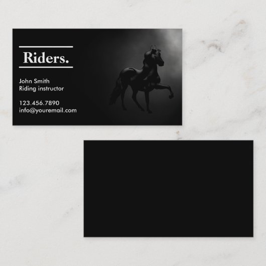 エレガントで黒い馬の乗馬 名刺 (正面/裏面)