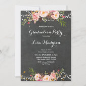 エレガントで黒い黒板の卒業カード 招待状 (正面)