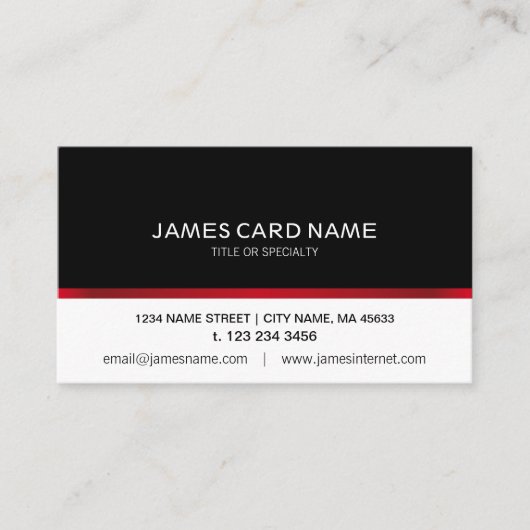 エレガントで黒くか白い赤線名刺 名刺 (正面)