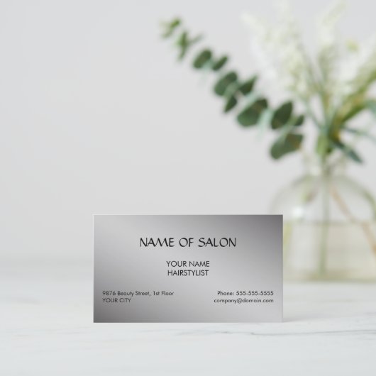 エレガントで黒くフェイクな銀は美容師を切ります 名刺 (スタンド正面)