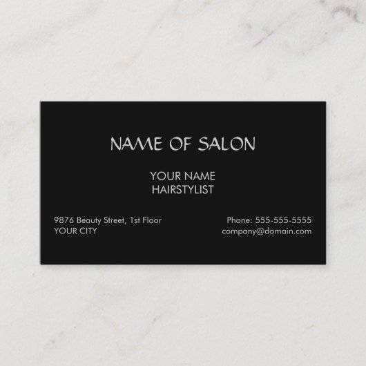 エレガントで黒くフェイクな銀製の美容師 名刺 (正面)