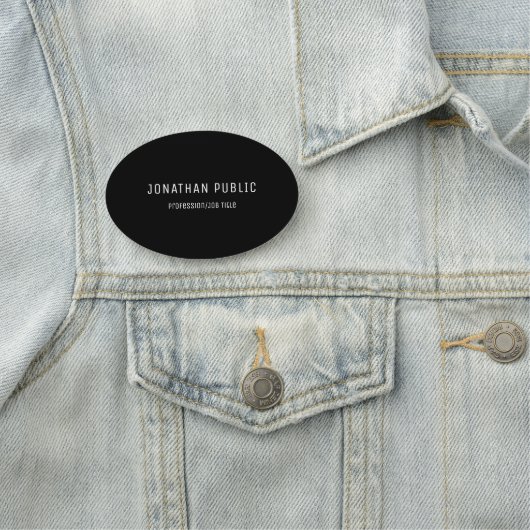 エレガントで黒くモダンなシンプルな設計のテンプレートの楕円形 名札 (インサイチュ)