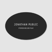 エレガントで黒くモダンなシンプルな設計のテンプレートの楕円形 名札 (正面)