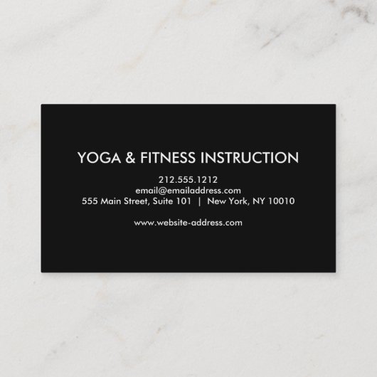 エレガントで黒く及び白い紫色のはすロゴのヨガ 名刺 (裏面)