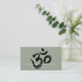 エレガントで黒く及び白いOmのロゴのヨガ 名刺 (スタンド正面)