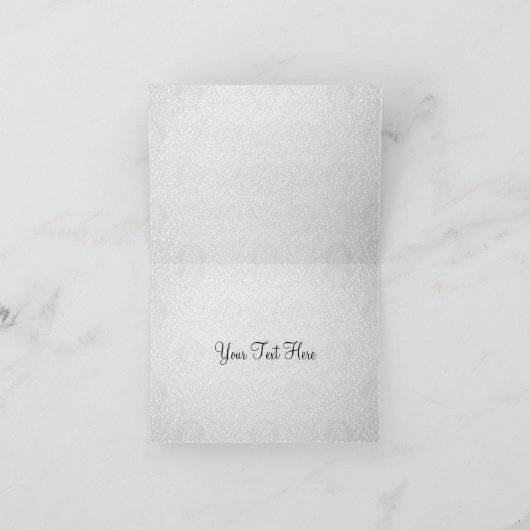 エレガントで黒く及び白くシックなダマスク織のサンキューカード サンキューカード (内部)