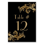 エレガントで黒く、ゴールド・トーンの結婚式のテーブル数 テーブルナンバー (裏面)