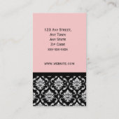 エレガントで黒く、ピンクのダマスク織の名刺 名刺 (裏面)