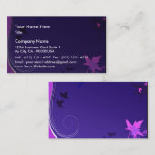 エレガントで黒く、ピンクの葉 名刺 (正面/裏面)