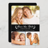 エレガントで黒く/白い結婚式の保存日付カード セーブザデート (正面/裏面)