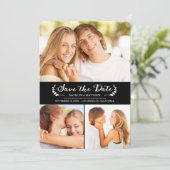 エレガントで黒く/白い結婚式の保存日付カード セーブザデート (スタンド正面)