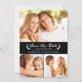 エレガントで黒く/白い結婚式の保存日付カード セーブザデート (正面)