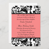 エレガントで黒く、白い、およびモモの結婚式招待状 招待状 (正面/裏面)