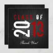 エレガントで黒く、白くおよび赤い卒業は感謝していしています サンキューカード (正面/裏面)
