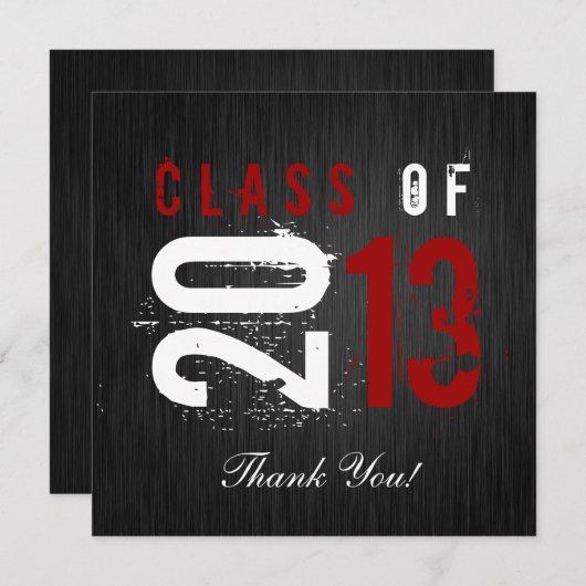 エレガントで黒く、白くおよび赤い卒業は感謝していしています サンキューカード (正面/裏面)