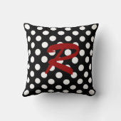 エレガントで黒く、白く、および赤いモノグラムの枕 クッション (裏面)