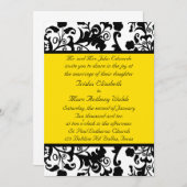 エレガントで黒く、白く、及び黄色の結婚式招待状 招待状 (正面/裏面)