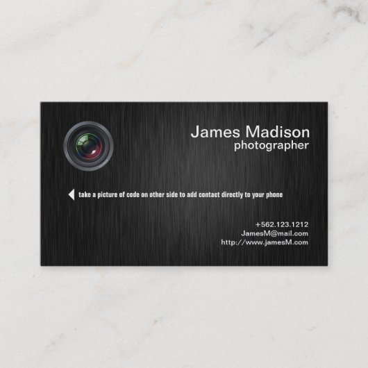 エレガントで黒く、金属金ゴールドの写真撮影 名刺 (正面)