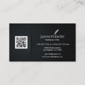 エレガントで黒く、銀製の作家 名刺 (裏面)