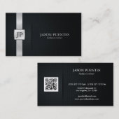 エレガントで黒く、銀製の作家 名刺 (正面/裏面)