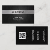 エレガントで黒く、銀製の名刺 名刺 (正面/裏面)