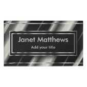 エレガントで黒く、銀製の対角線は縞で飾ります 名札 (正面)