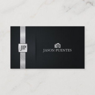 エレガントで黒く、銀製の専門のカメラマン 名刺