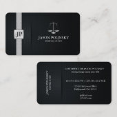 エレガントで黒く、銀製の弁護士 名刺 (正面/裏面)