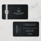 エレガントで黒く、銀製の弁護士 名刺 (正面/裏面)