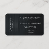 エレガントで黒く、銀製の弁護士 名刺 (裏面)