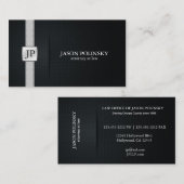 エレガントで黒く、銀製の弁護士 名刺 (正面/裏面)