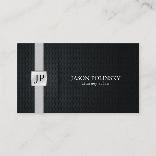エレガントで黒く、銀製の弁護士 名刺 (正面)