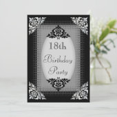 エレガントで黒く、銀製の第18誕生日 招待状 (スタンド正面)
