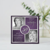 エレガントで黒く、銀製の第50誕生日の写真 招待状 (スタンド正面)