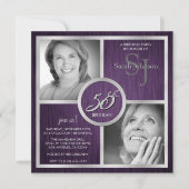 エレガントで黒く、銀製の第50誕生日の写真 招待状 (正面)