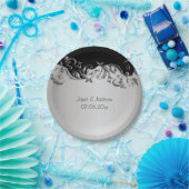 エレガントで黒く、銀製の花の結婚式のデザイン ペーパープレート (パーティー)