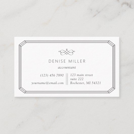 エレガントで、シンプルでクラシックなフレーム 名刺 (正面)