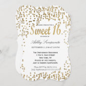 エレガントで、シンプルでフェイクな金ゴールドの紙吹雪 招待状 (正面/裏面)