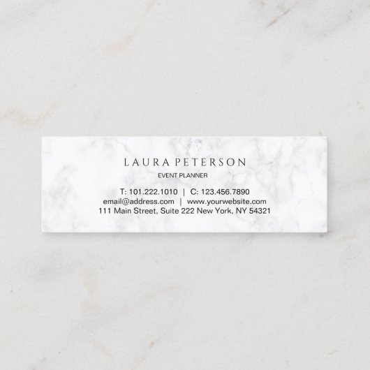 エレガントで、シンプルな手書きの原稿の書道 スキニー名刺 (裏面)