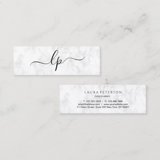 エレガントで、シンプルな手書きの原稿の書道 スキニー名刺 (正面/裏面)