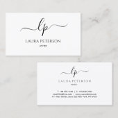 エレガントで、シンプルな手書きの原稿の書道 名刺 (正面/裏面)