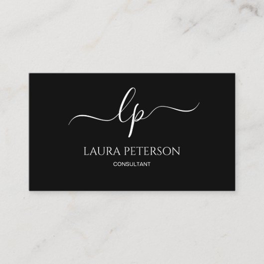 エレガントで、シンプルな手書きの原稿の書道 名刺 (正面)