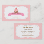 エレガントで、モダンで、甘いピンクのカップケーキ、ベーカリー 名刺 (正面/裏面)