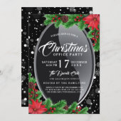 エレガントで、モダンなポインセチアのパーティの招待状 招待状 (正面/裏面)