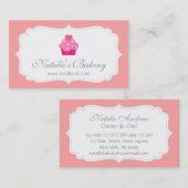 エレガントで、モダンな、ピンクのカップケーキ、ベーカリー 名刺 (正面/裏面)