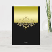 エレガントで、上品な金ゴールド及び黒い結婚式は感謝していしています サンキューカード (裏面)