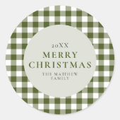 エレガントとクラシックグリーンジンガム・クリスマス ラウンドシール (正面)