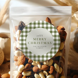 エレガントとクラシックグリーンジンガム・クリスマス ラウンドシール